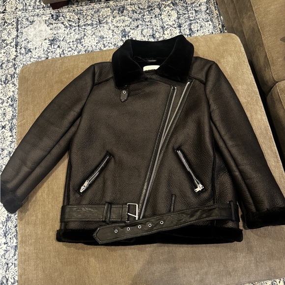 Women's Black Shearling Jacket - Picture 4 of 7